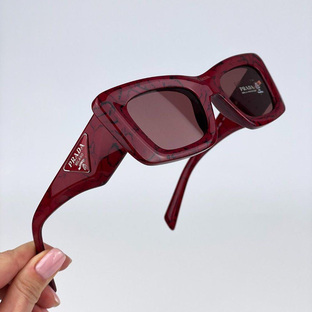 Prada PR13ZS 15D08S Sunglasses Etruscan Marble Red Dark Violet Cat Eye Women - Picture 6 of 15